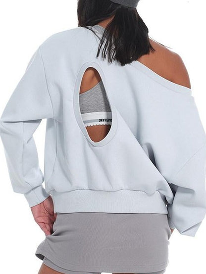 innerflow Misty Blue One Shoulder Dachshund Cartoon Print Women&