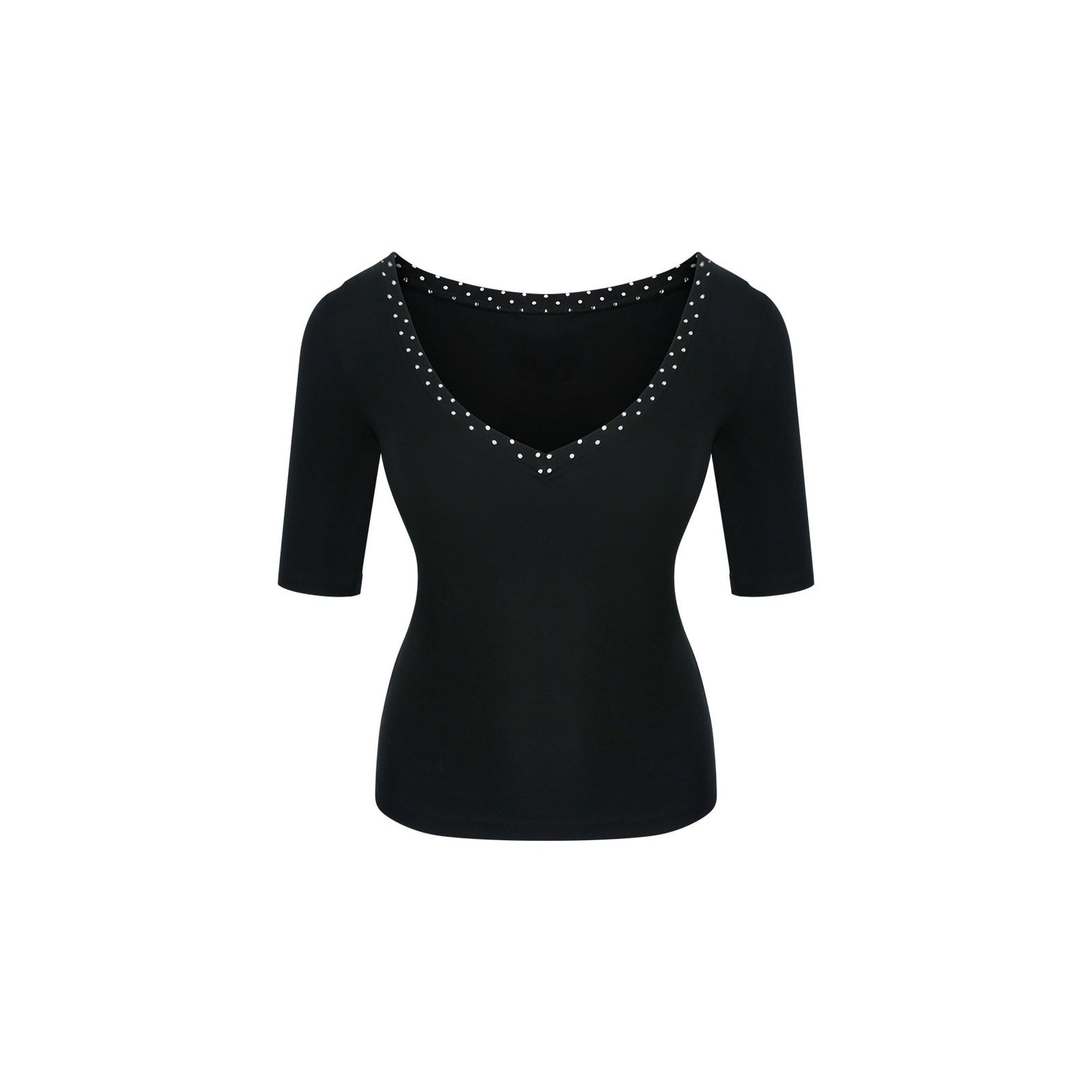 innerflow_Mixed_Polka_Dot_Spliced_Fitted_Women&