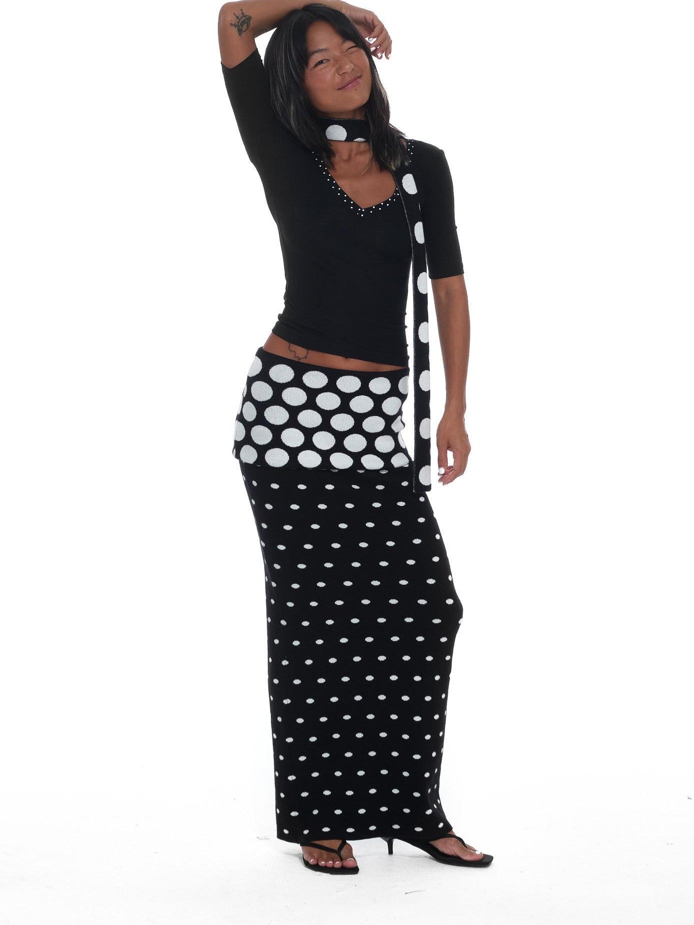 innerflow Mixed Polka Dot Spliced Fitted Women&