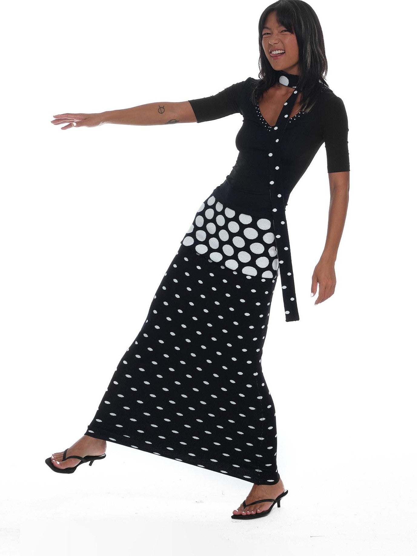 innerflow Mixed Polka Dot Spliced Fitted Women&