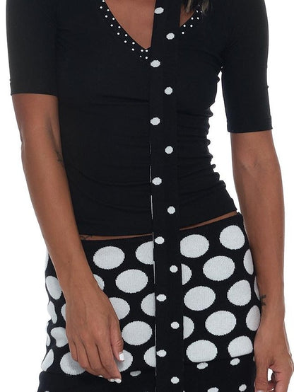 innerflow Mixed Polka Dot Spliced Fitted Women&