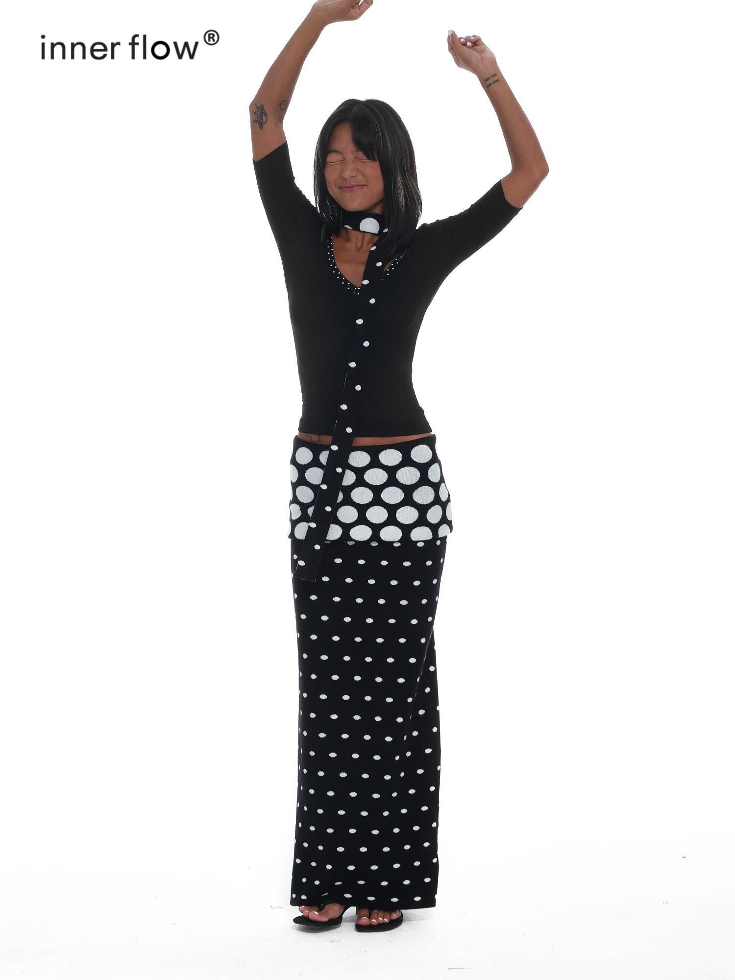innerflow Mixed Polka Dot Spliced Fitted Women&