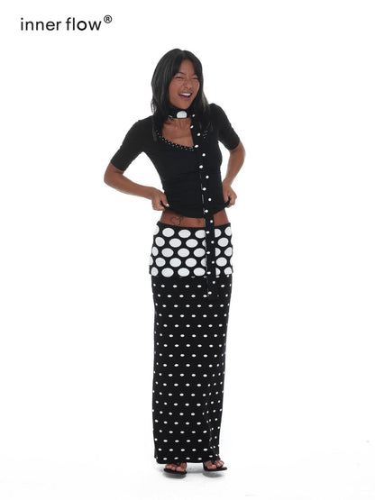 innerflow Mixed Polka Dot Spliced Fitted Women&