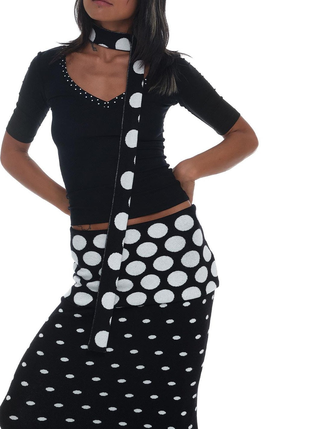 innerflow Mixed Polka Dot Spliced Fitted Women&