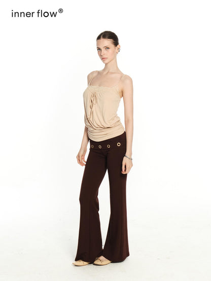 innerflow Oatmeal And Grass Green Two Tone Lace Ruched Women&