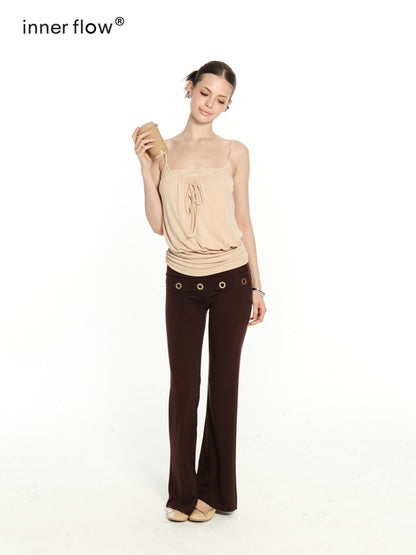 innerflow Oatmeal And Grass Green Two Tone Lace Ruched Women&
