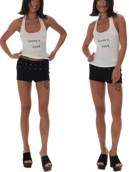 innerflow Pink Asymmetric V-neck Letter Print Polka Dot H Shaped Slim Women&
