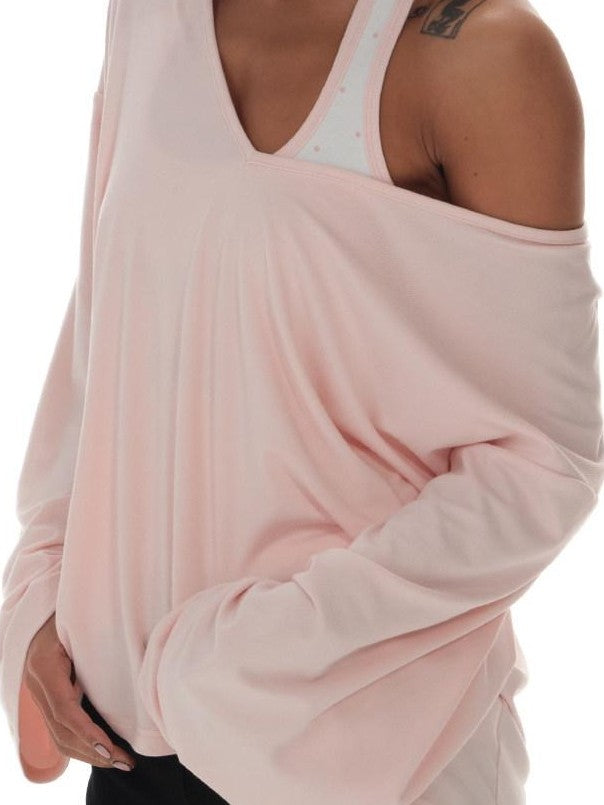 innerflow Pink Asymmetric V-neck Letter Print Polka Dot H Shaped Slim Women&