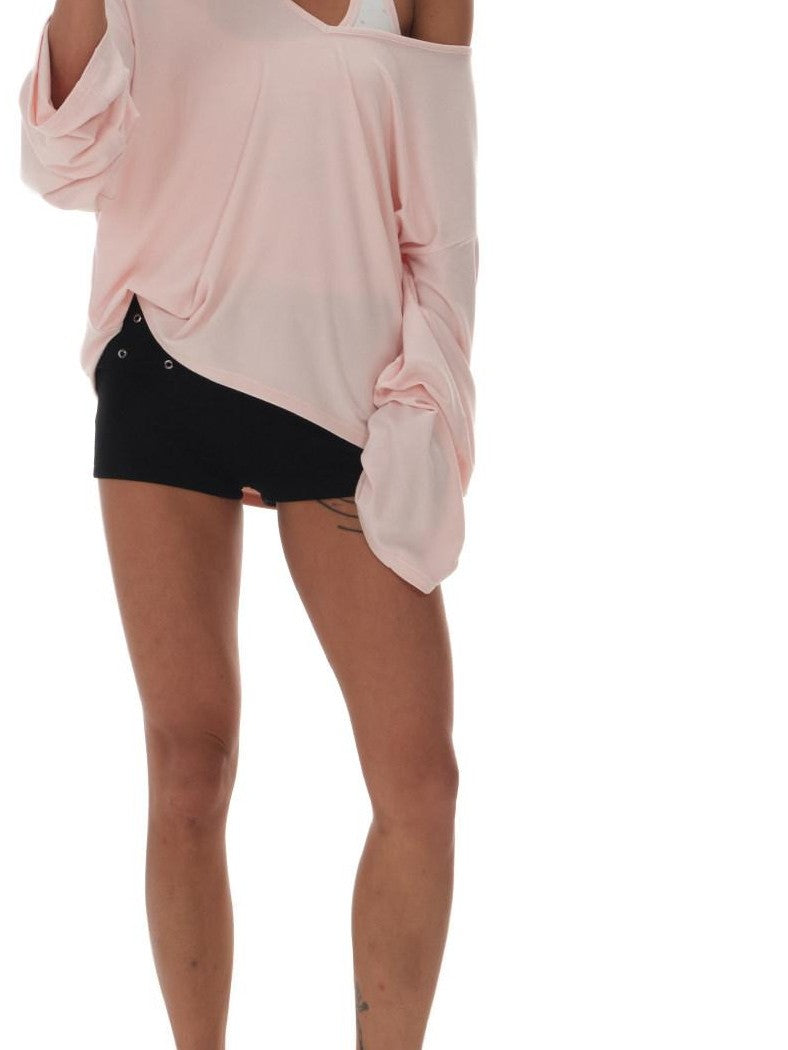 innerflow Pink Asymmetric V-neck Letter Print Polka Dot H Shaped Slim Women&