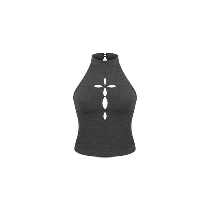 innerflow_Pink_Cutout_Twist_Knot_Long_Skirt_Vest_Women&