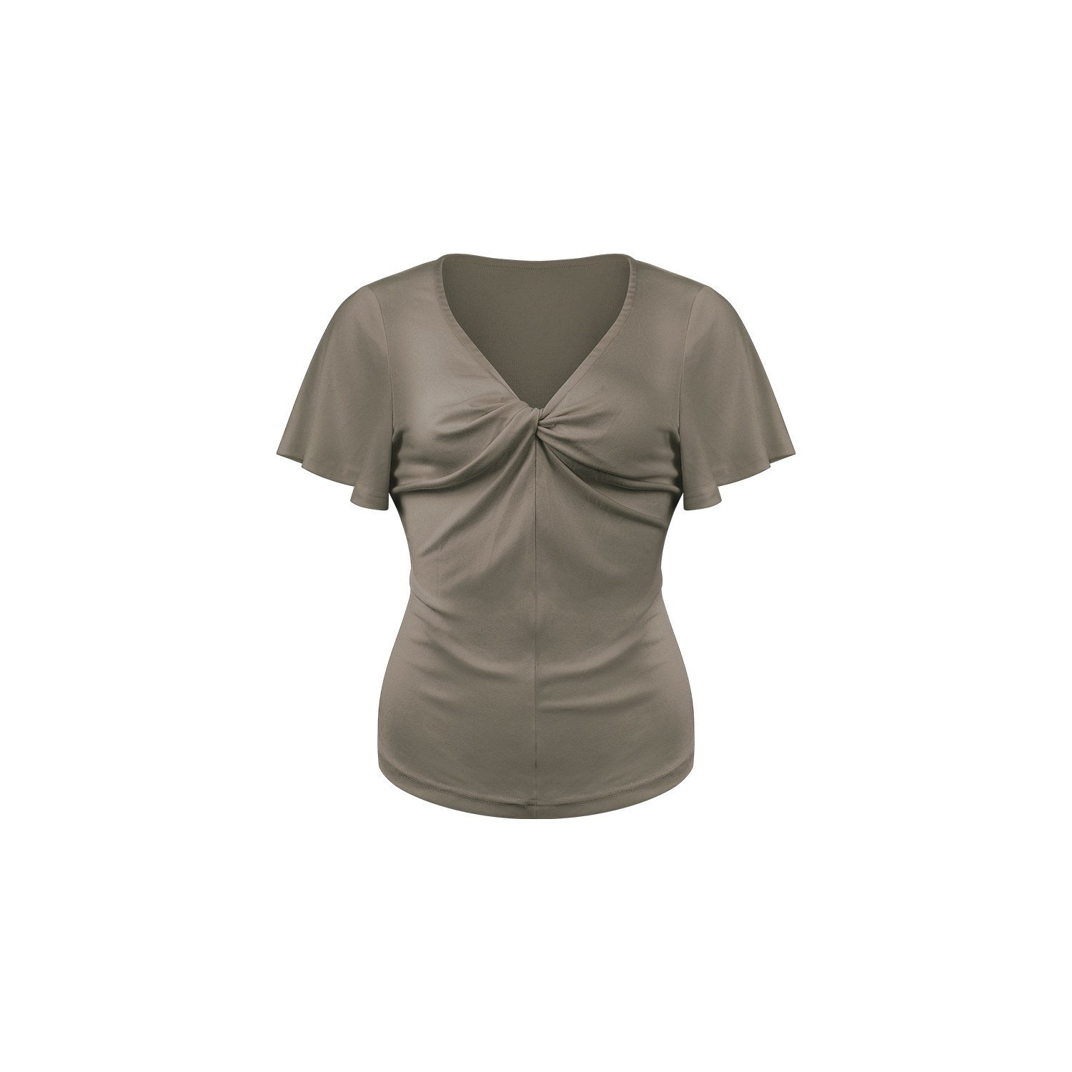 innerflow_Pink_Green_Twist_Knot_V-neck_Ruched_Waist_Women&