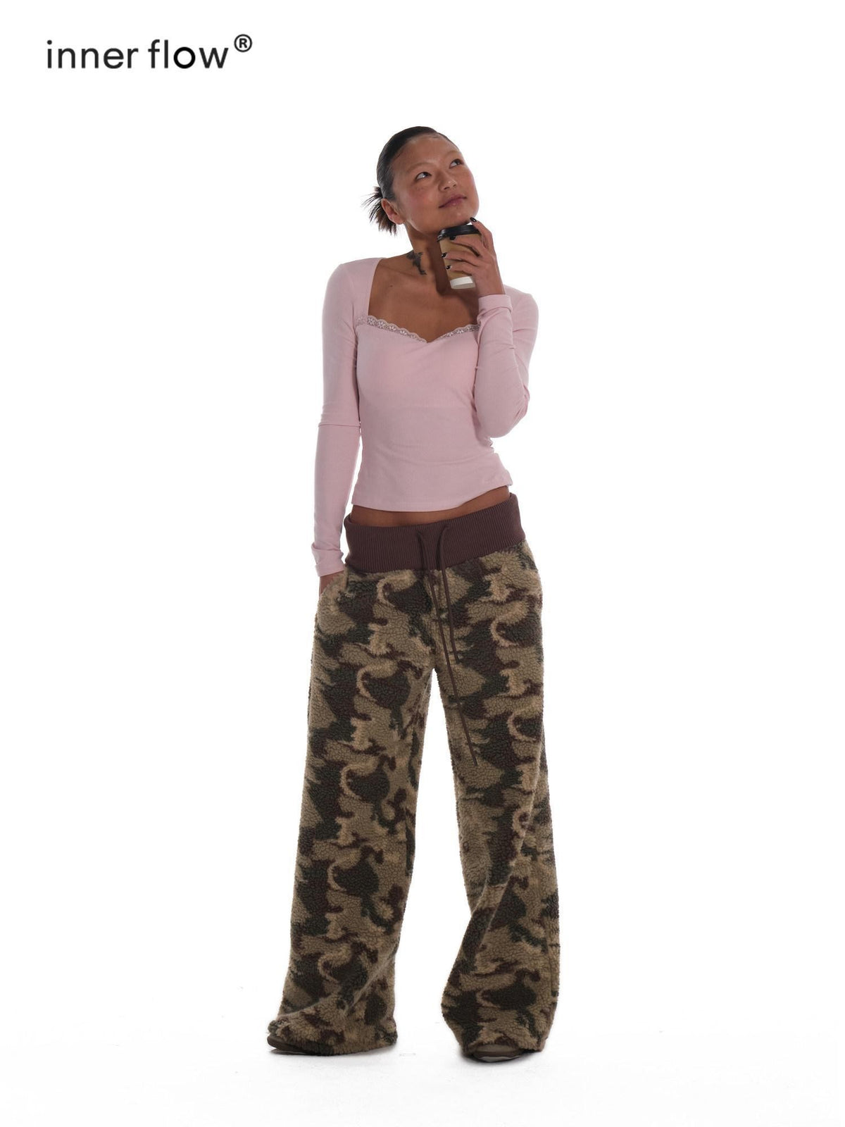 innerflow Pink Lace Padded Brushed Slim Women&