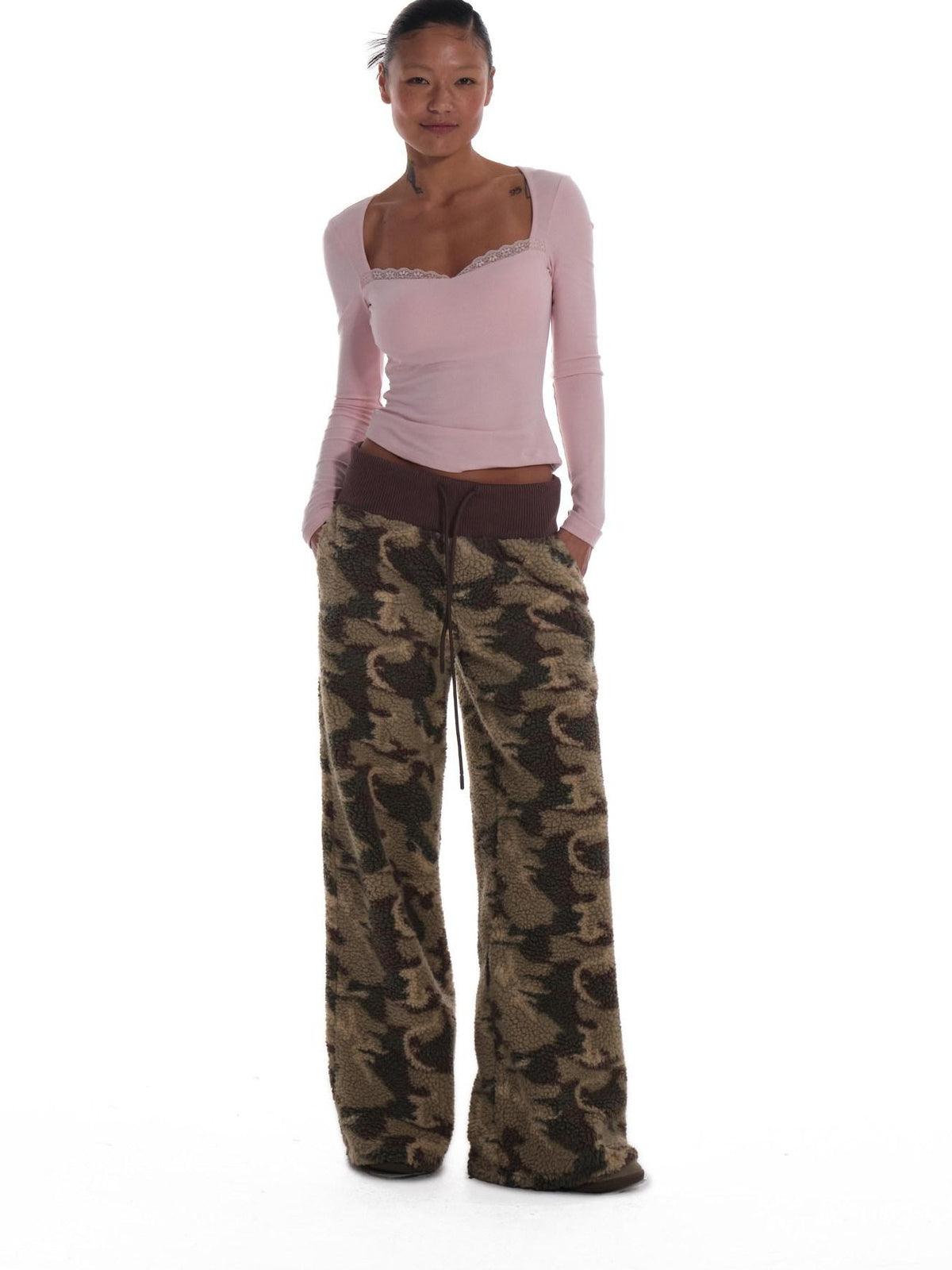 innerflow Pink Lace Padded Brushed Slim Women&
