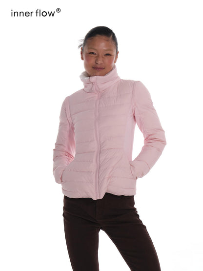 innerflow Pink Snow Convertible Vest Detachable Sleeves Women&