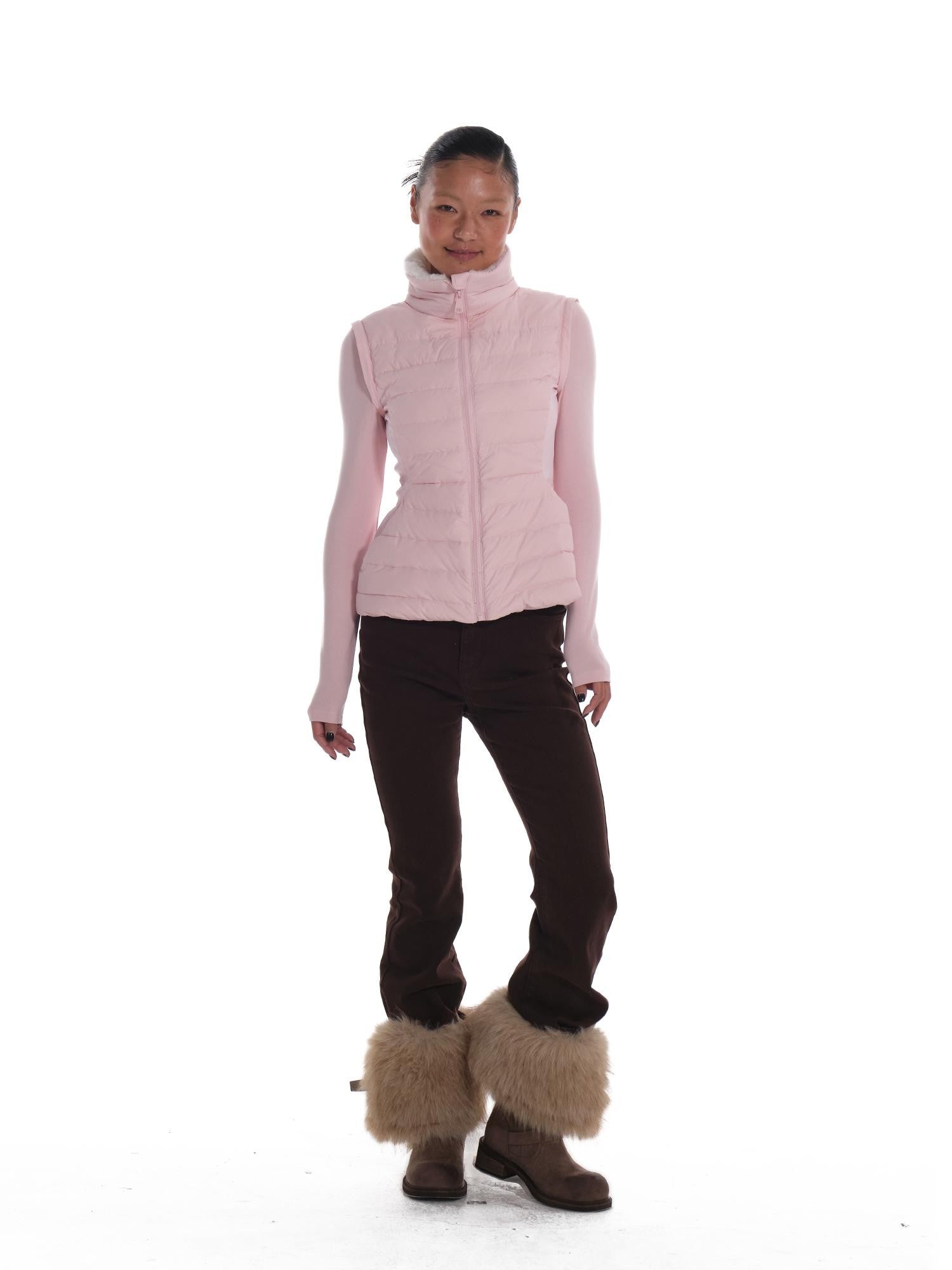 innerflow Pink Snow Convertible Vest Detachable Sleeves Women&