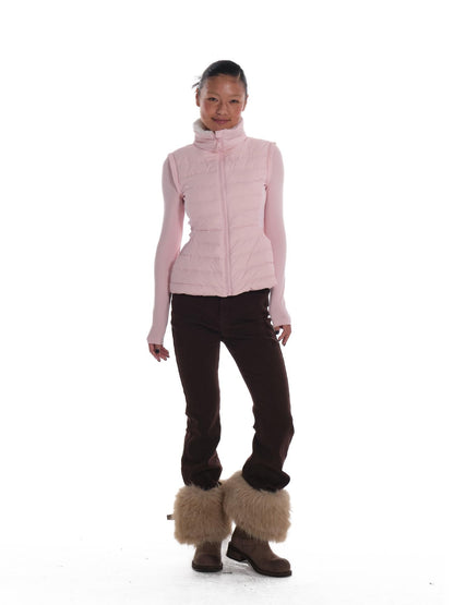 innerflow Pink Snow Convertible Vest Detachable Sleeves Women&