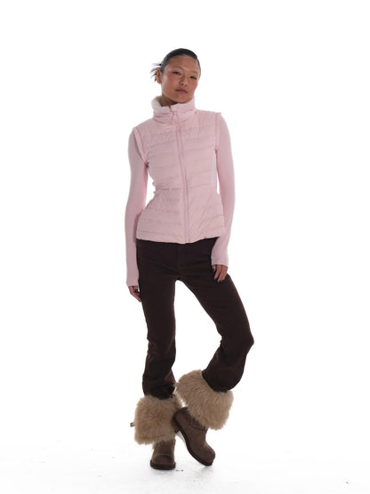 innerflow Pink Snow Convertible Vest Detachable Sleeves Women&