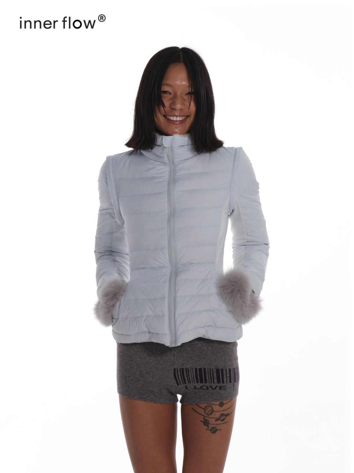 innerflow Pink Snow Convertible Vest Detachable Sleeves Women&