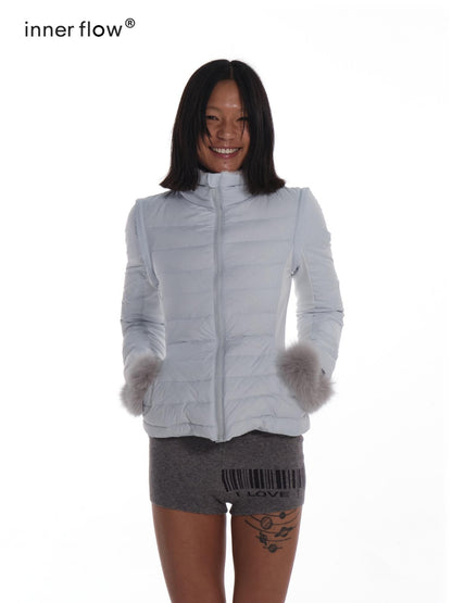 innerflow Pink Snow Convertible Vest Detachable Sleeves Women&
