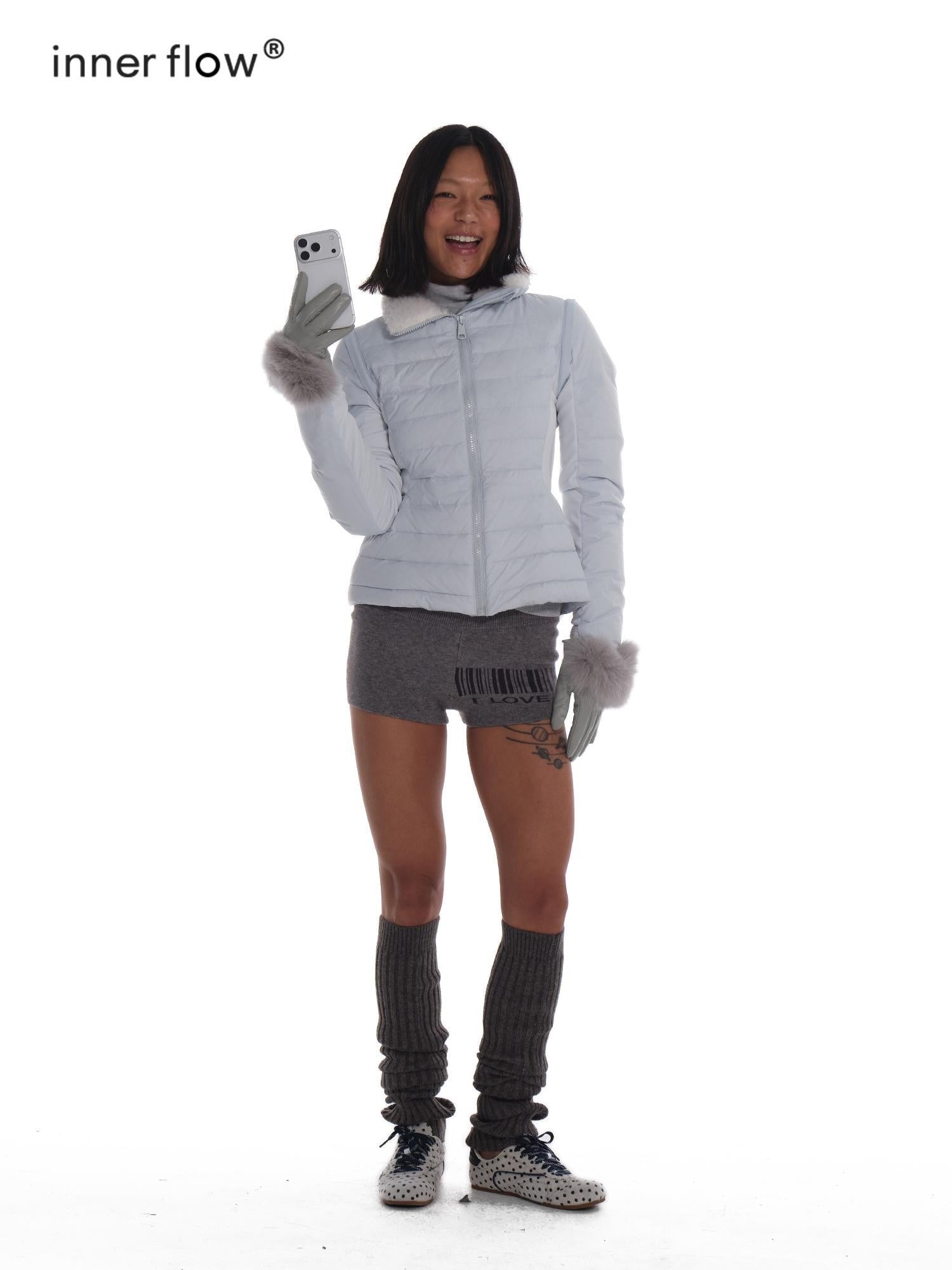 innerflow Pink Snow Convertible Vest Detachable Sleeves Women&