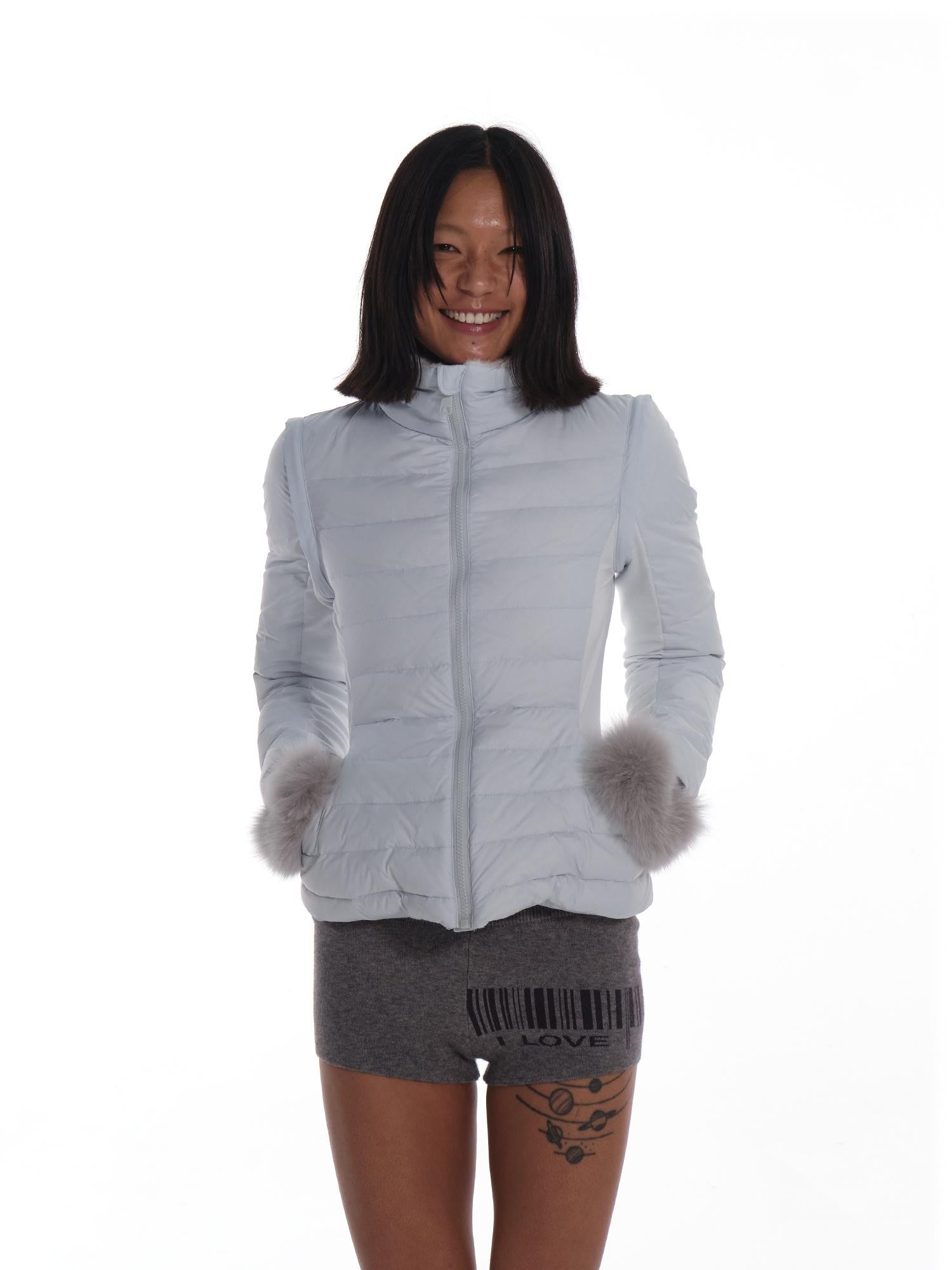 innerflow Pink Snow Convertible Vest Detachable Sleeves Women&