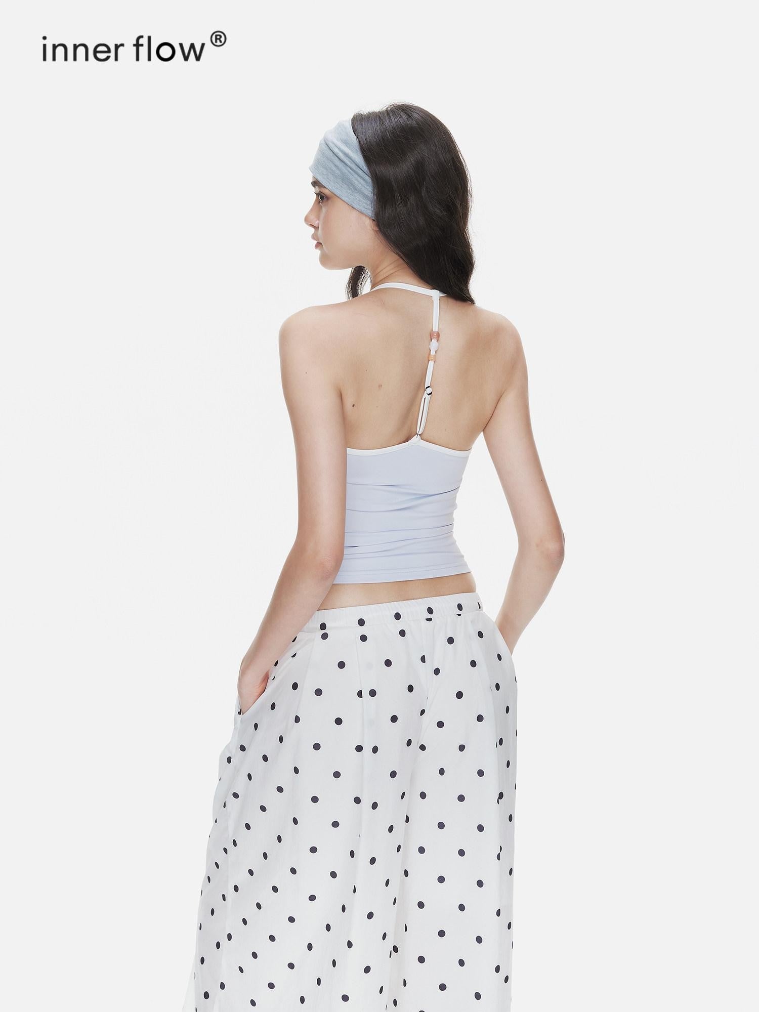 innerflow Polka Dot Padded Cami Open Back Wide Leg Women&