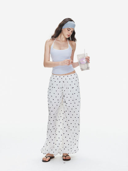innerflow Polka Dot Padded Cami Open Back Wide Leg Women&
