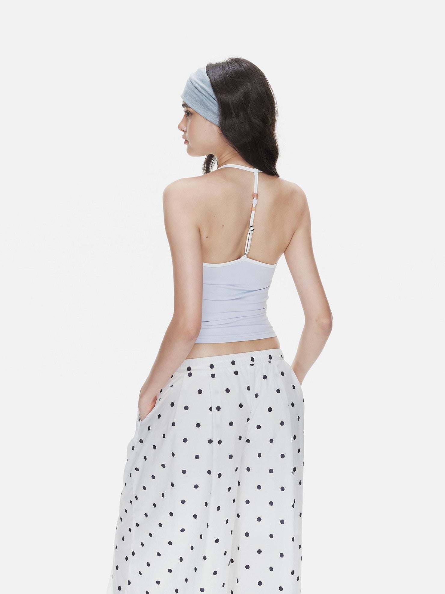 innerflow Polka Dot Padded Cami Open Back Wide Leg Women&
