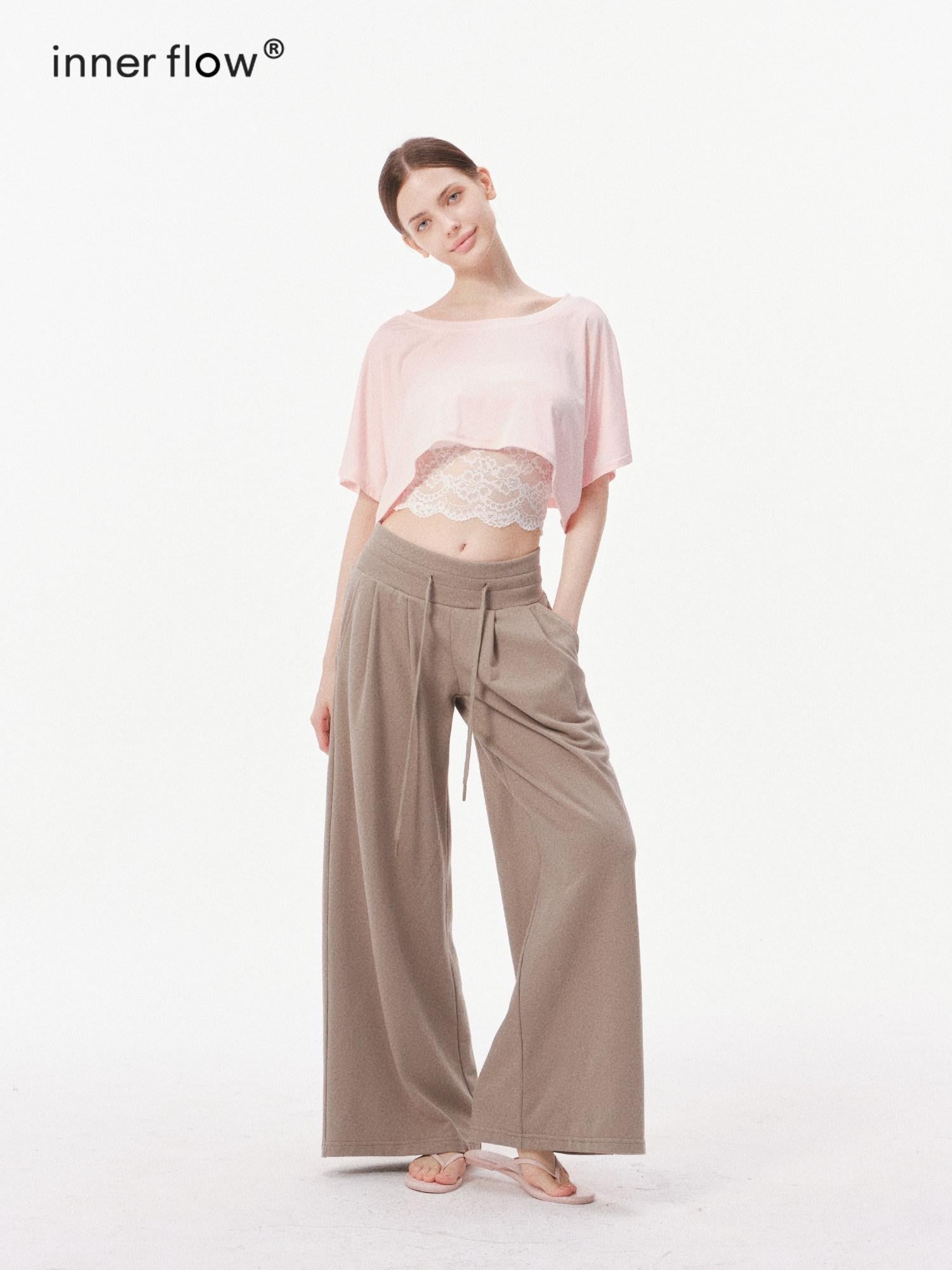 innerflow Pop Color Low Rise Drawstring Wide Leg Women&