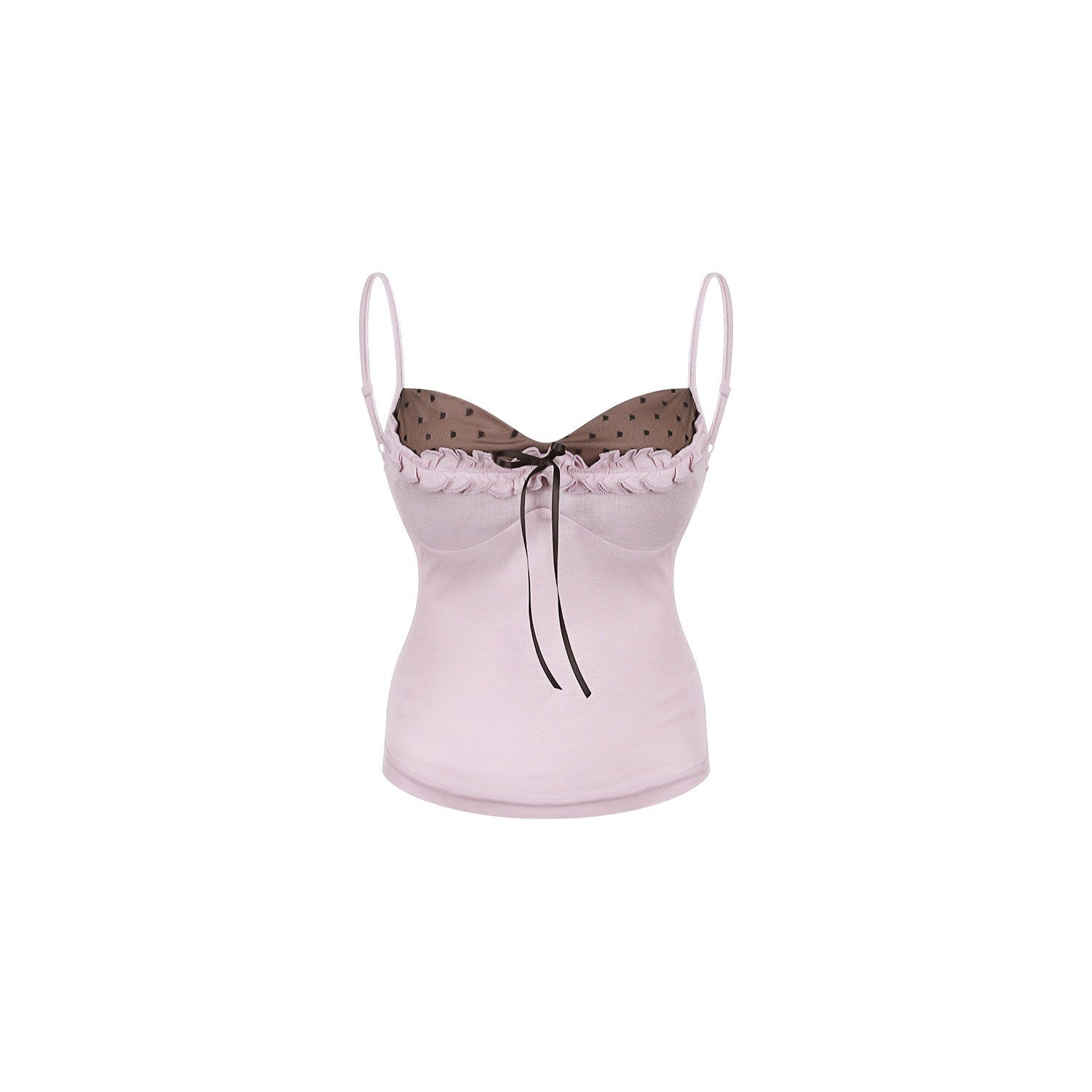 innerflow_Purple_Polka_Dot_Patchwork_Ruffle_V-neck_Women&