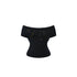innerflow_Rhinestone_Off_Shoulder_Halter_Slim_Fit_Short_Sleeve_Cotton_Women&