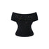 innerflow_Rhinestone_Off_Shoulder_Halter_Slim_Fit_Short_Sleeve_Cotton_Women&