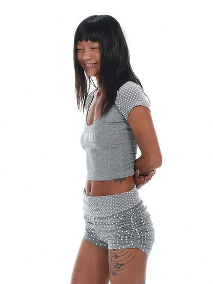 innerflow Rhinestone Spliced Polka Dot Women&