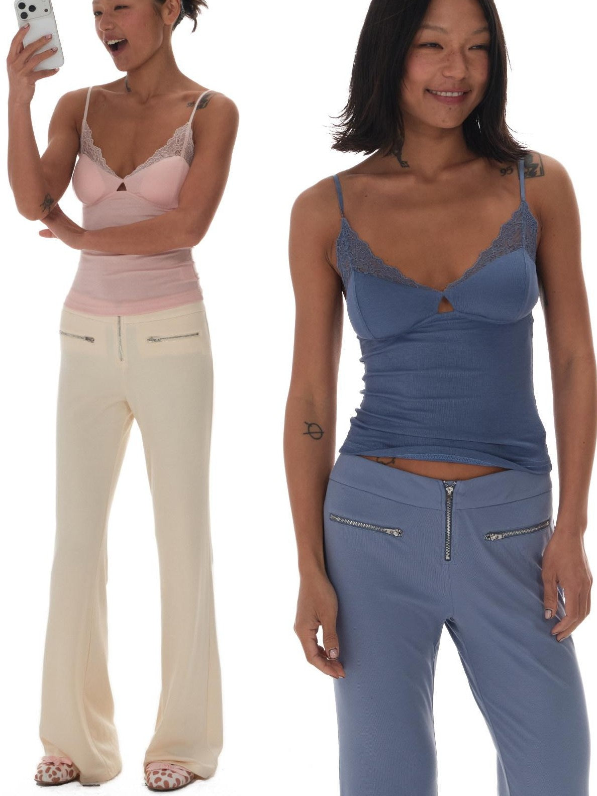 innerflow Sheer Lace Trim V-neck Women&