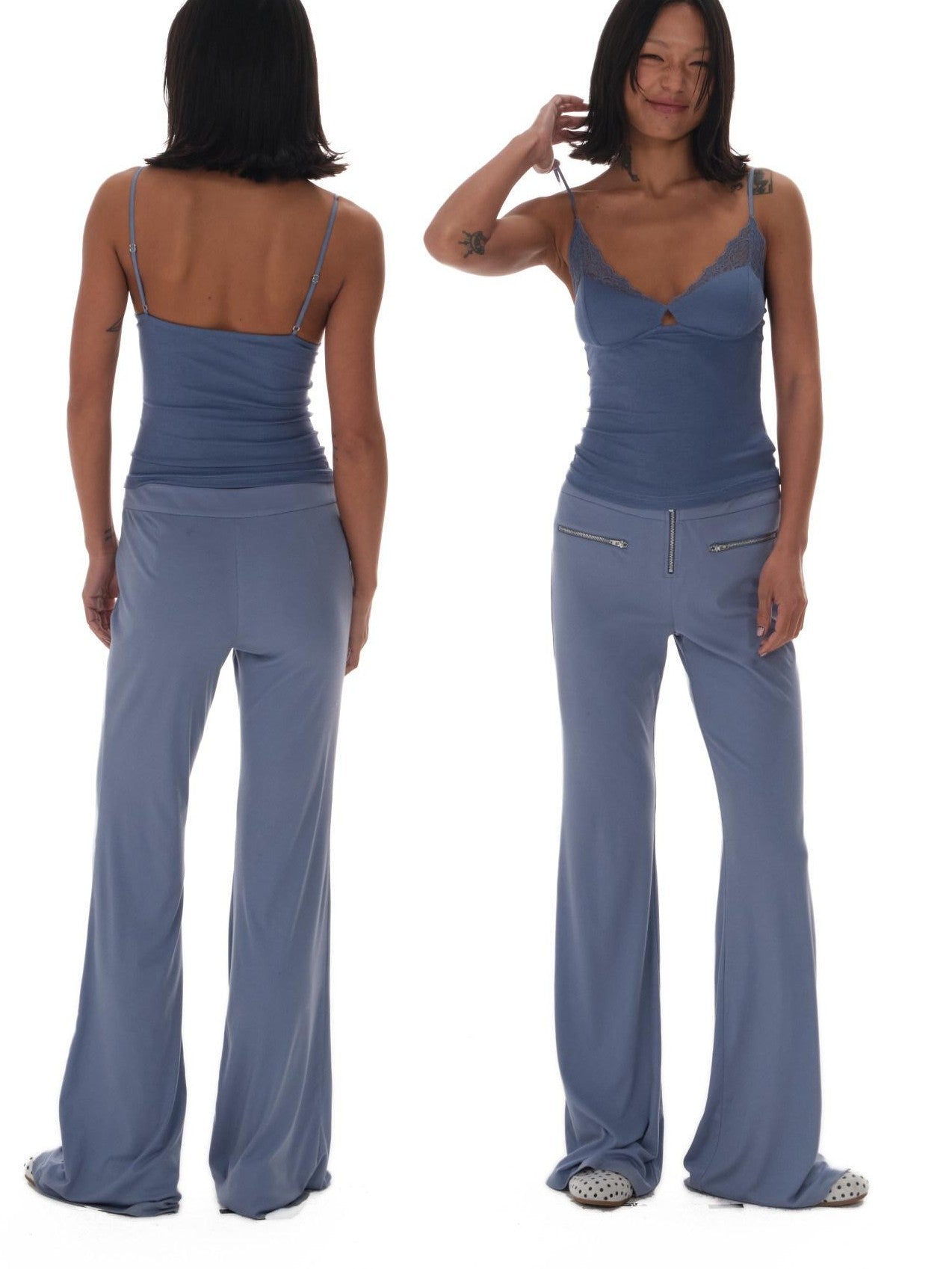 innerflow Sheer Lace Trim V-neck Women&