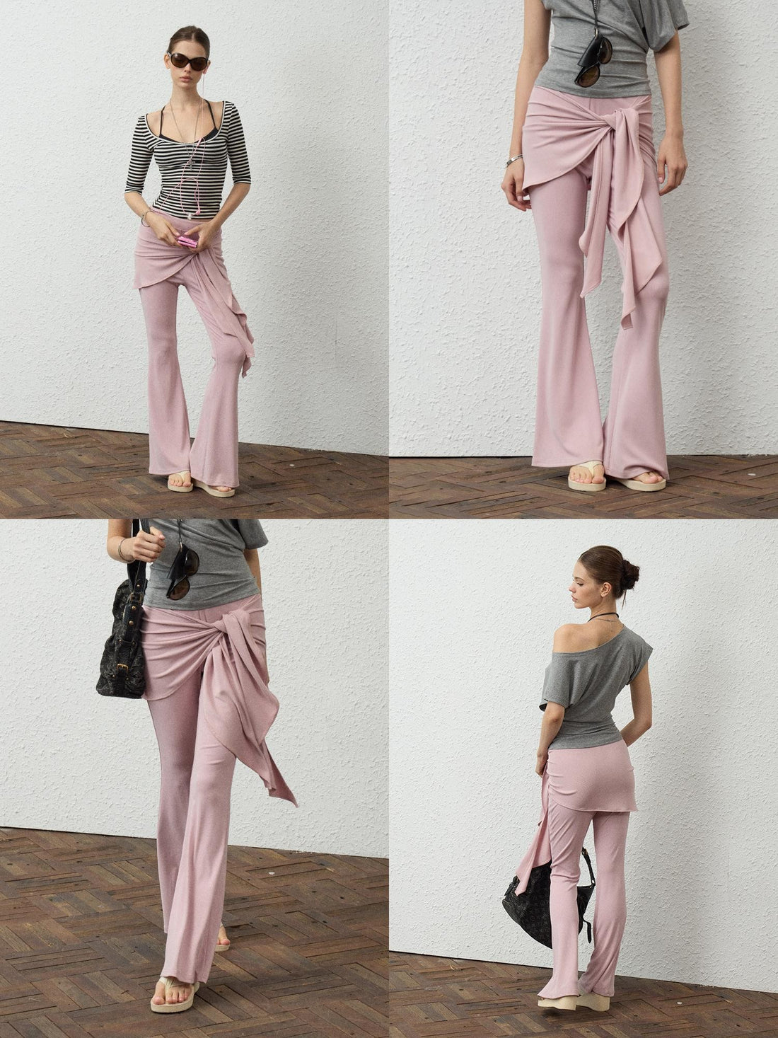 innerflow Solid Color Lace Up Flare Women&
