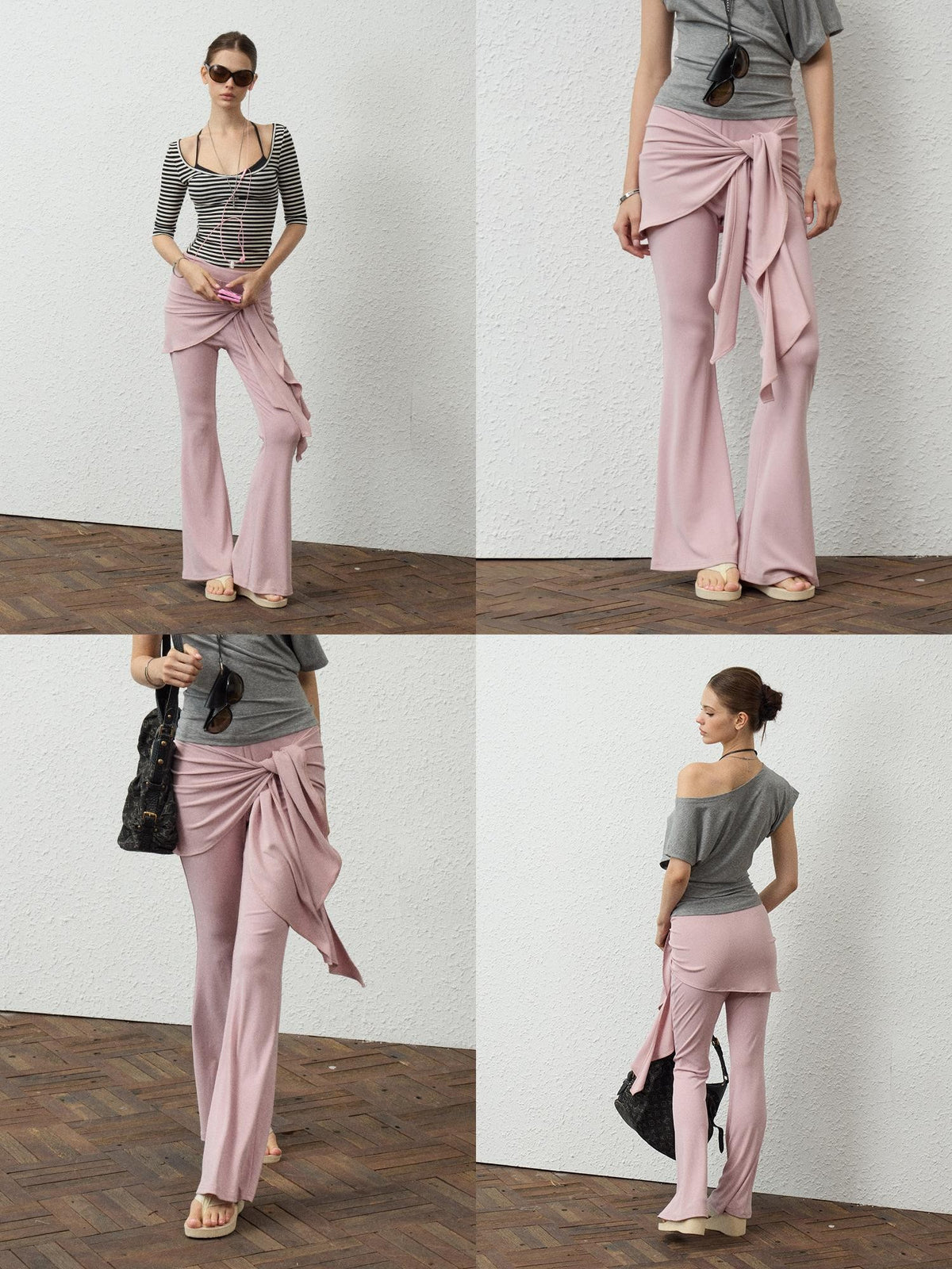 innerflow Solid Color Lace Up Flare Women&
