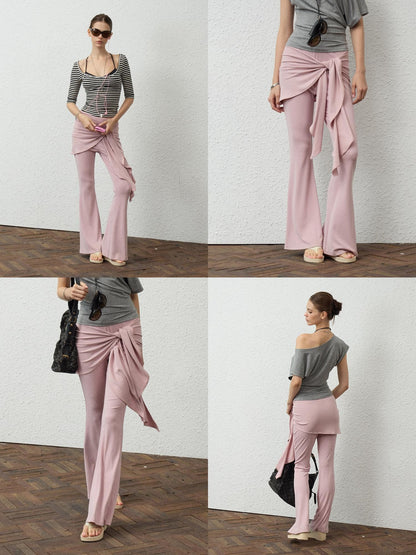 innerflow Solid Color Lace Up Flare Women&