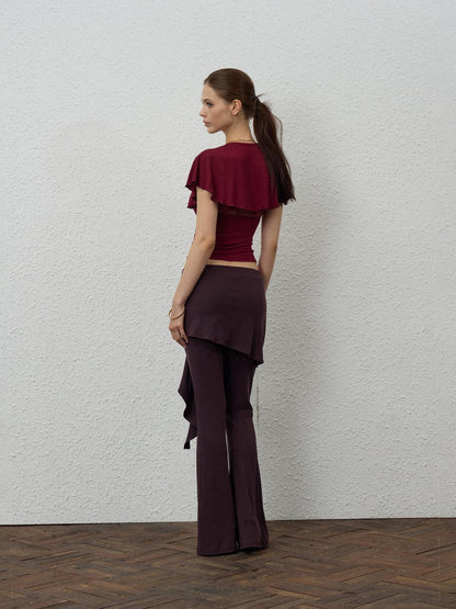innerflow Solid Color Lace Up Flare Women&