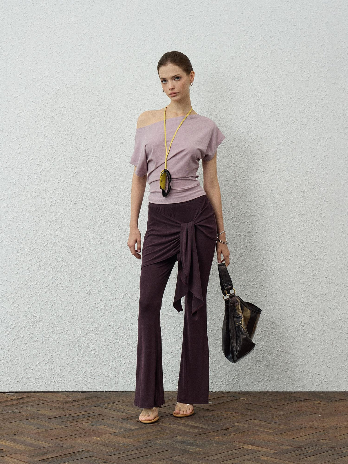 innerflow Solid Color Lace Up Flare Women&