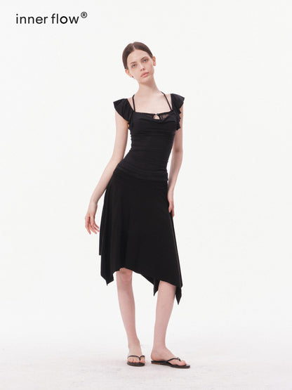 innerflow Solid Lace Flutter Sleeve Women&