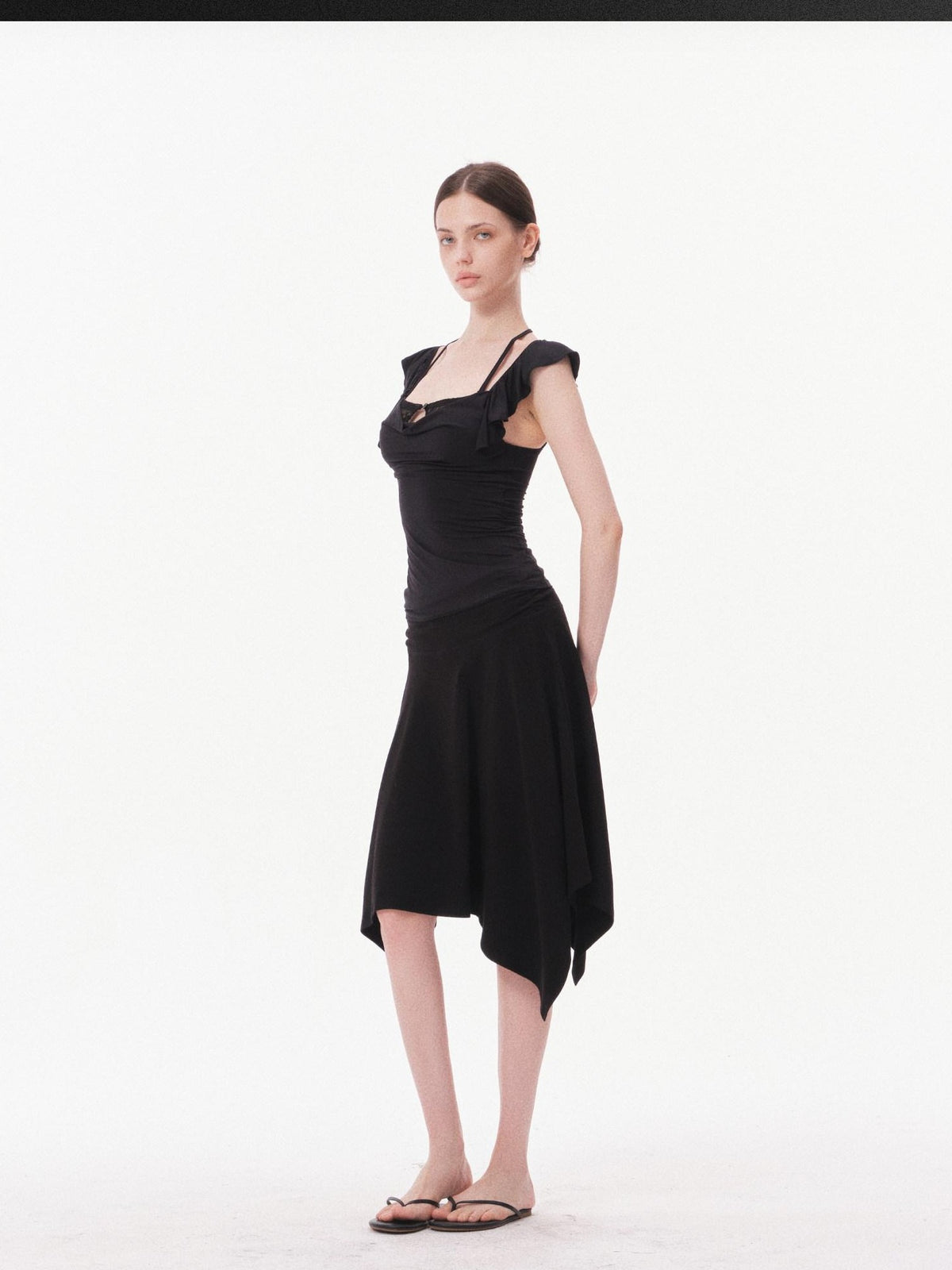 innerflow Solid Lace Flutter Sleeve Women&