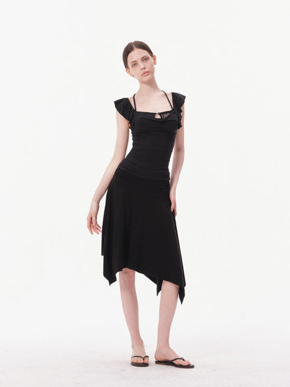 innerflow Solid Lace Flutter Sleeve Women&