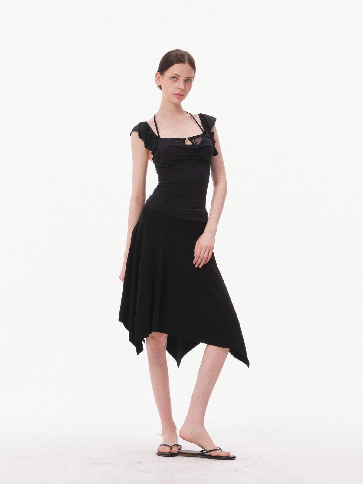 innerflow Solid Lace Flutter Sleeve Women&