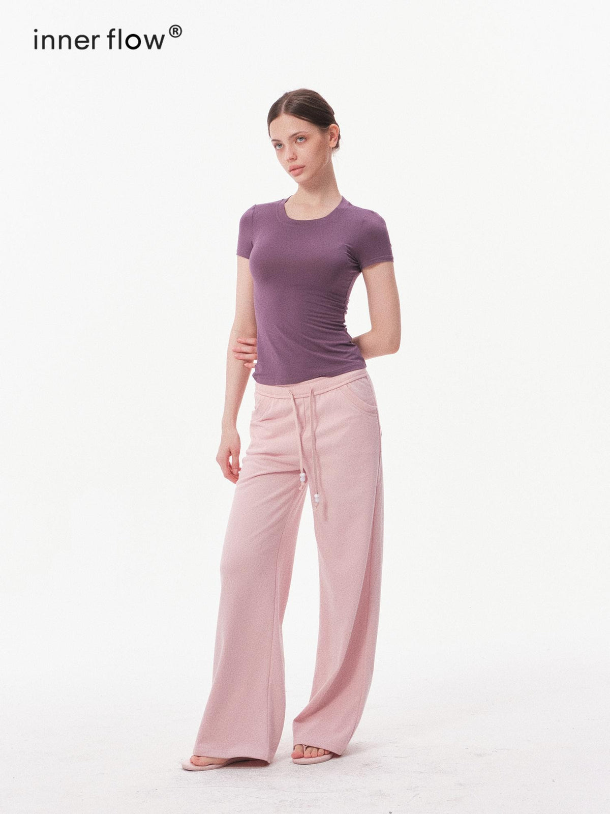 innerflow Solid Minimalist Straight Leg Natural Waist Women&