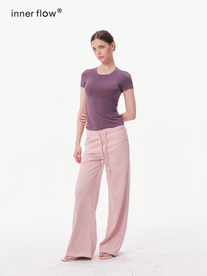 innerflow Solid Minimalist Straight Leg Natural Waist Women&