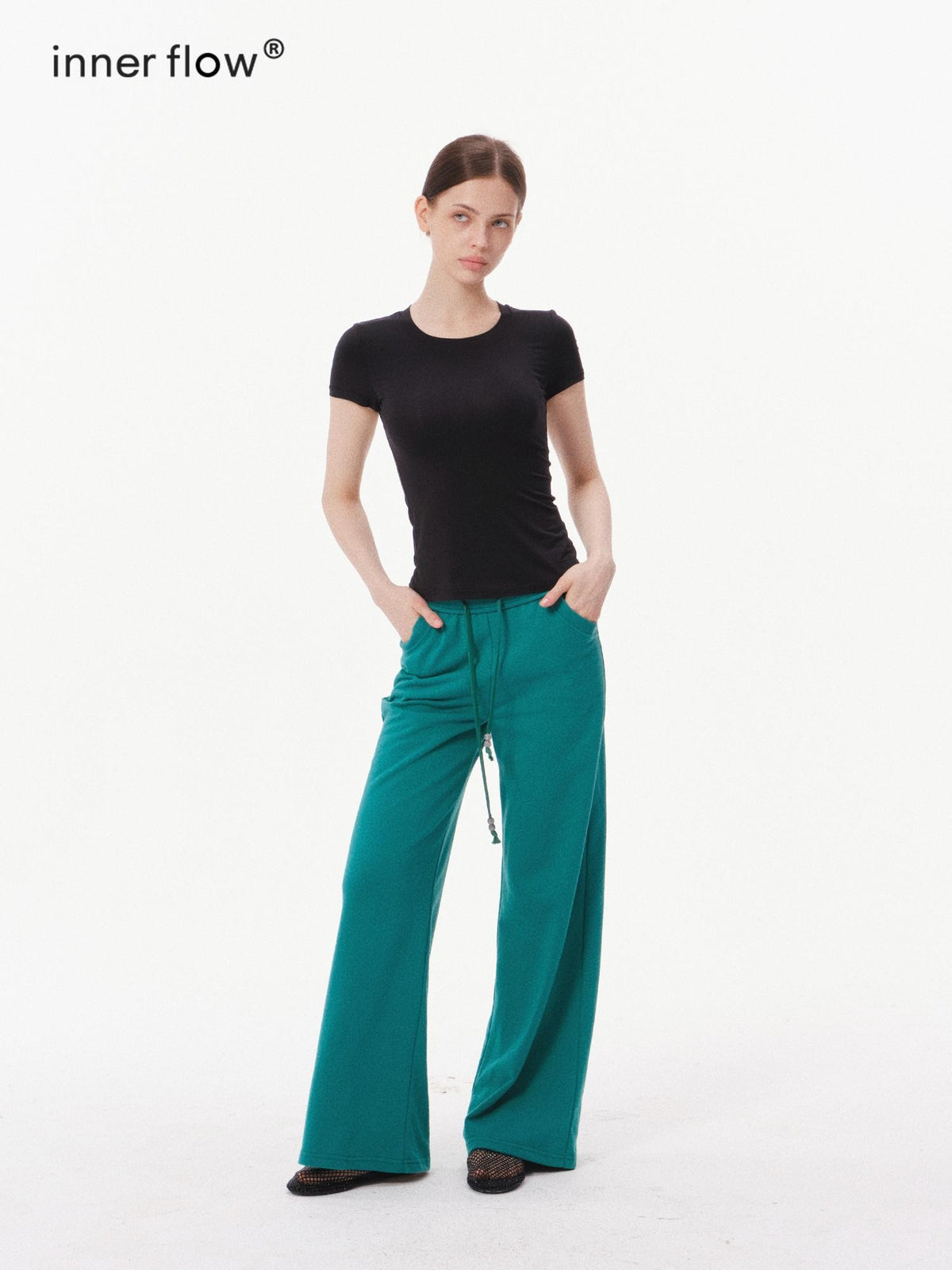 innerflow Solid Minimalist Straight Leg Natural Waist Women&