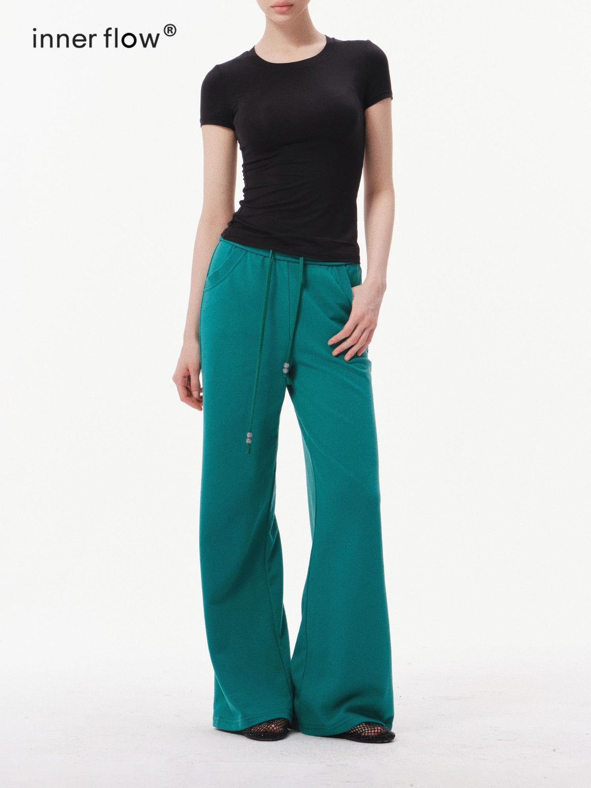innerflow Solid Minimalist Straight Leg Natural Waist Women&