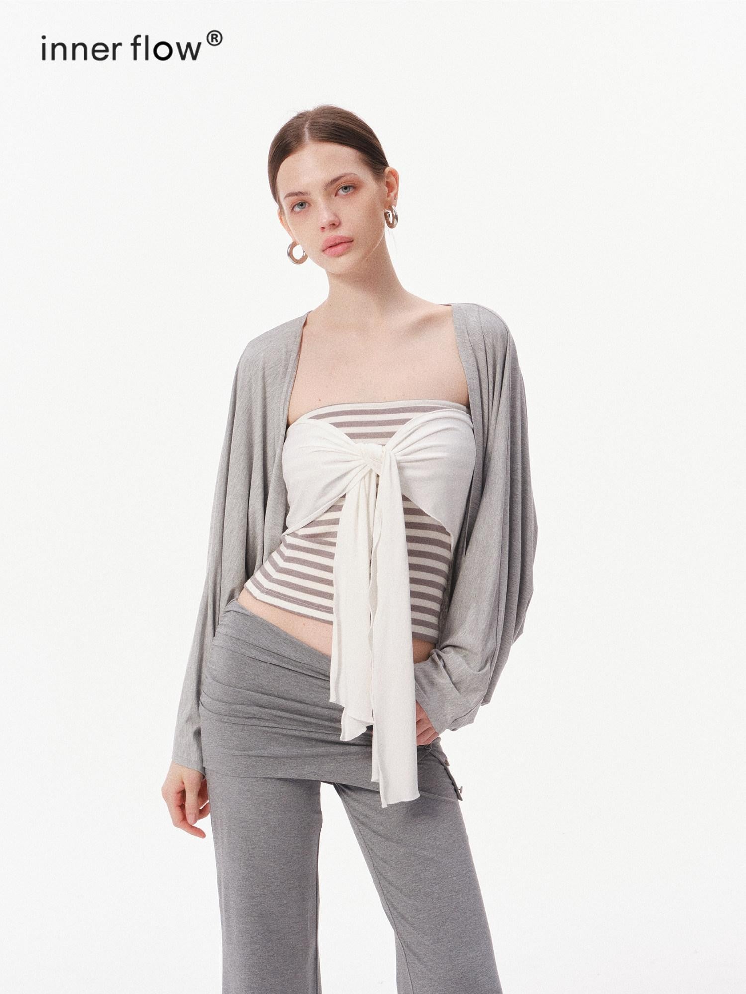 innerflow Striped Bustier Relaxed Gray Women&