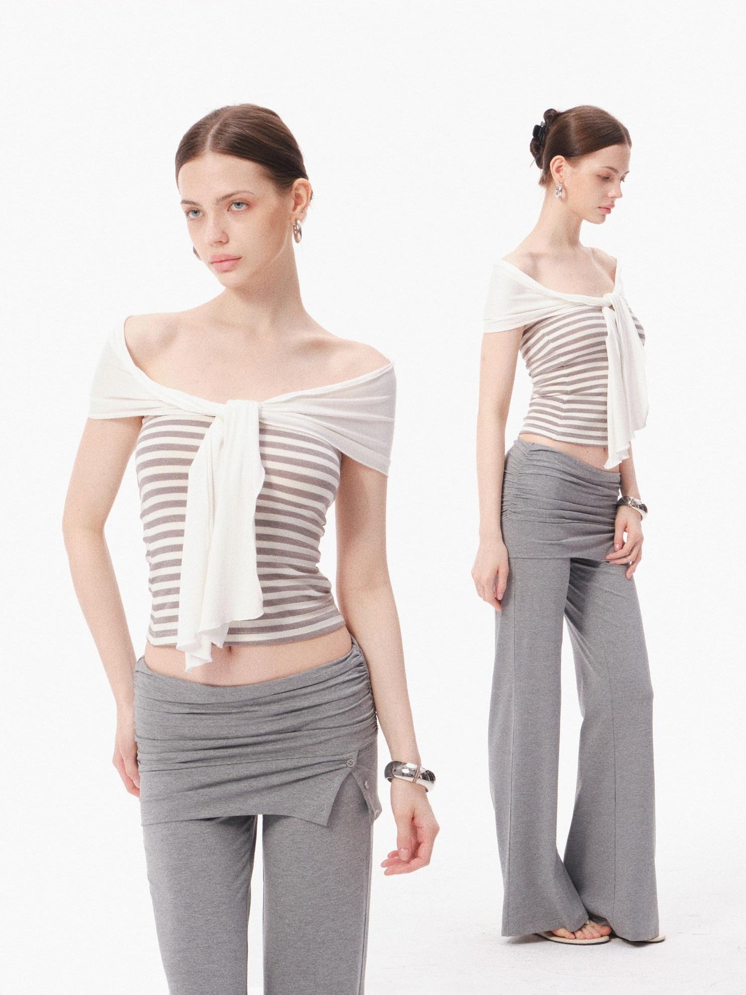 innerflow Striped Bustier Relaxed Gray Women&